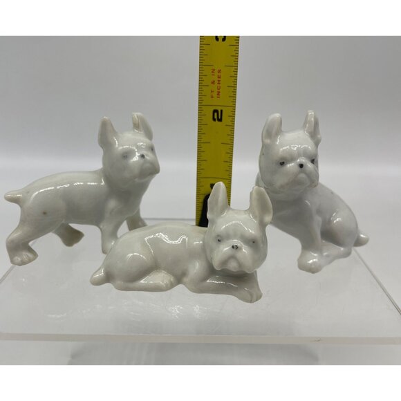 Set Of 3 Japanese Porcelain Miniature French Bulldog Figurines - Picture 10 of 11